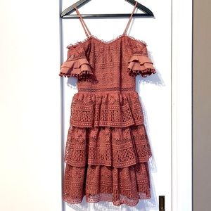 Two Sisters Mauve Pink Lacey Off Shoulder MELINDA Dress